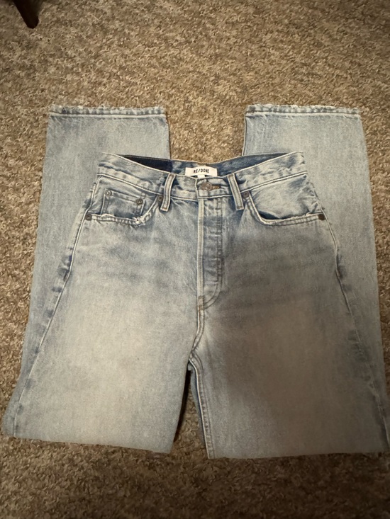 Re/Done Denim - Re/Done Slim Straight Jeans in Faded Light Blue